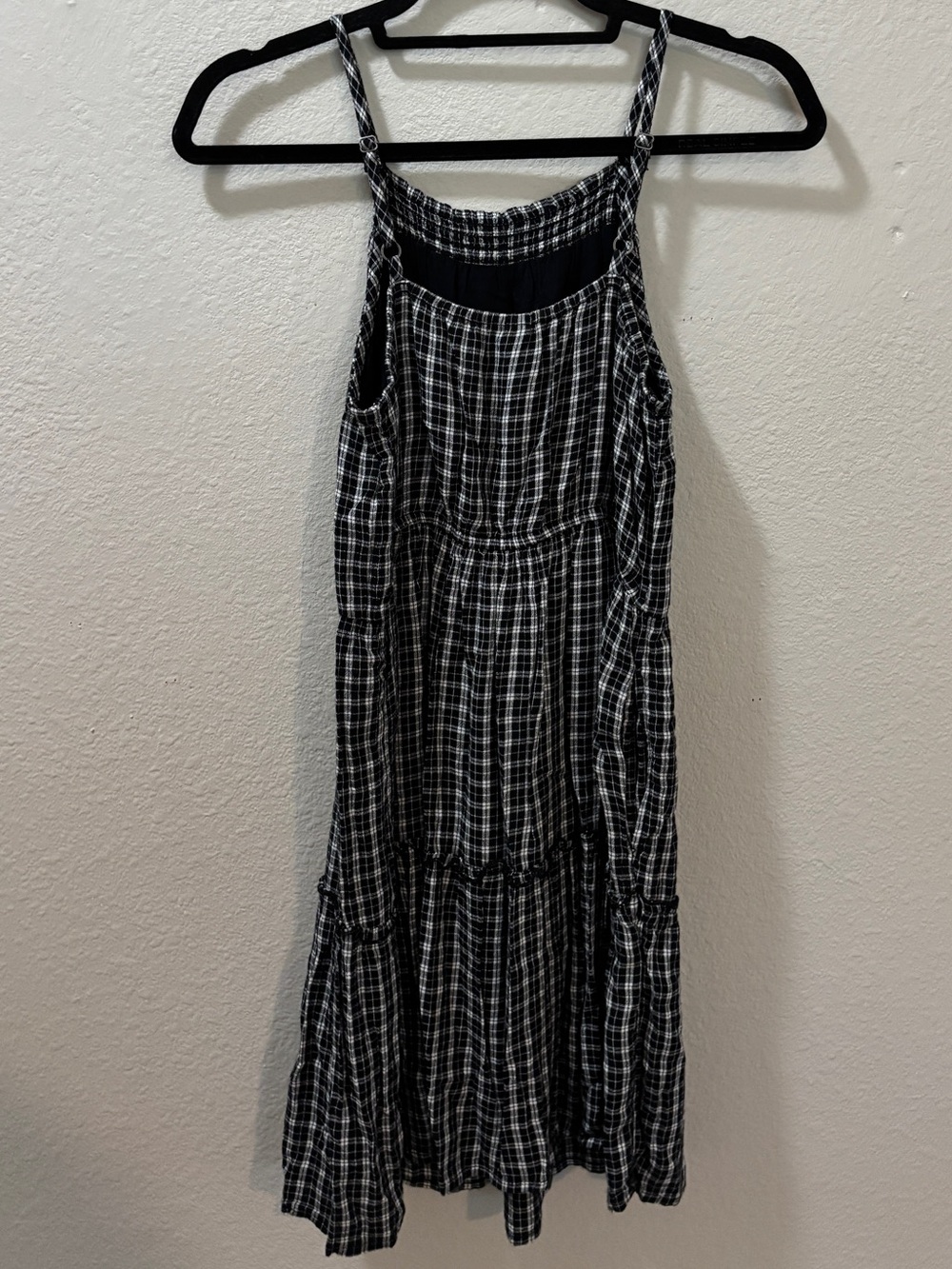 Abercrombie Kids Black & White Plaid Tiered Sleeveless Midi Dress Size 15/16 - Picture 2 of 7
